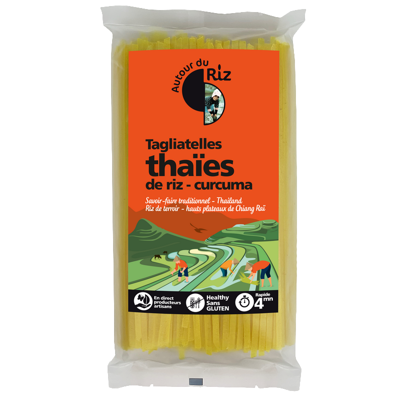 Autour du riz -- Tagliatelles thaïes de riz curcuma bio sans gluten - 400 g